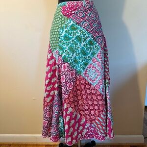 Norm Thompson patchword midi skirt